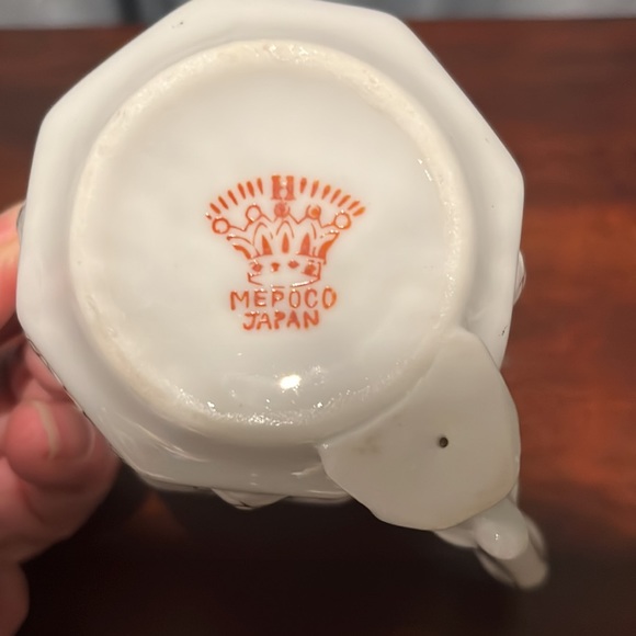 Unusual Mepoco vintage cup & saucer set - figural handle Victorian Lady & Butler - Picture 12 of 16